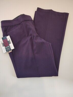 NWT Briggs New York The Perfect Fit Dress Pants Purple Plum Trouser Womens 12PS